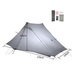Ultralight 20D Silicone-Coated Poleless Hiking Tent
