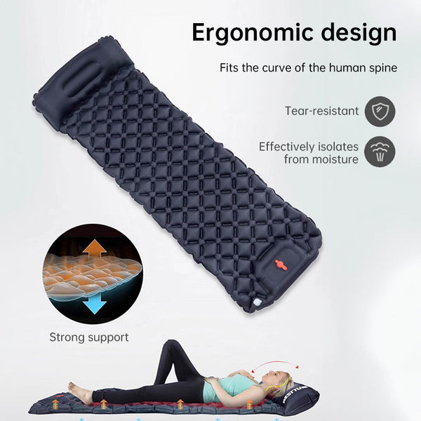 Double Inflatable Camping Sleeping Pad With Pillow