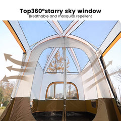2025 Upgraded 4 Season Camping Tent 3-12 Person Waterproof Windproof Double Layer 2 Room Family Outdoor Backpacking Equipment