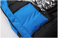 Men’s Blue Waterproof Thick Fleece Ski Jacket