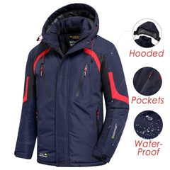 Men’s Blue Waterproof Thick Fleece Ski Jacket