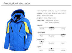 Men’s Blue Waterproof Thick Fleece Ski Jacket