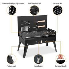 Portable Charcoal Grill Foldable BBQ Suitcase