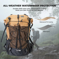 Large-capacity Hiking Backpack, Outdoor Lightweight & Waterproof Daypack, 30-35L